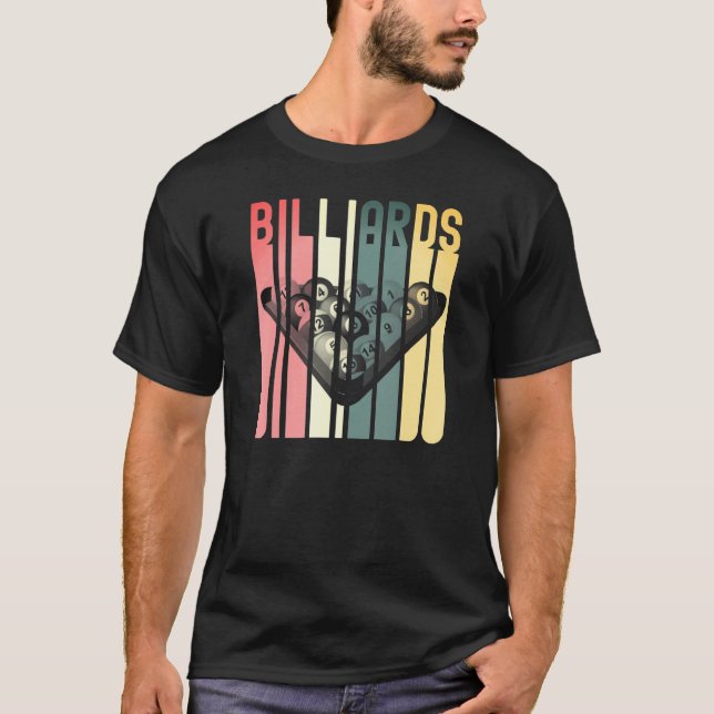 T-shirt Billard Pool Bar Sports Retro 8 Ball Stick Playe (Devant)