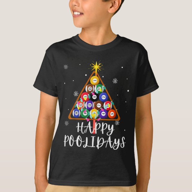 T-shirt Billiard Ball Xmas Tree Ol Billiards Christmas  (Devant)