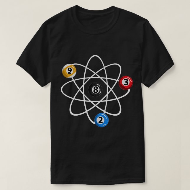 T-shirt Billiard Balls 2 3 8 9 Atom Design Joueur Billiard (Design devant)