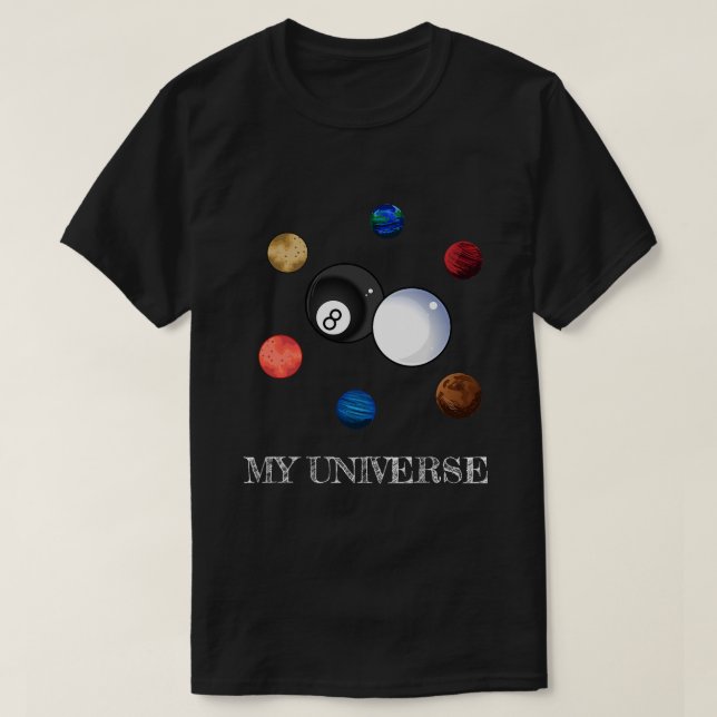 T-shirt Billiard Balls Planètes Pool Est Mon Univers (Design devant)