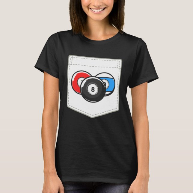 T-shirt Billiard Pool Cute Pocket Ball (Devant)