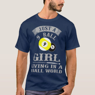 T-shirt Billiards à une fille de 9 balles vivant dans une 