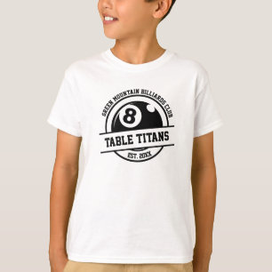 T-shirt Billiards Pool Club Équipe Ligue Nom Année Sponsor