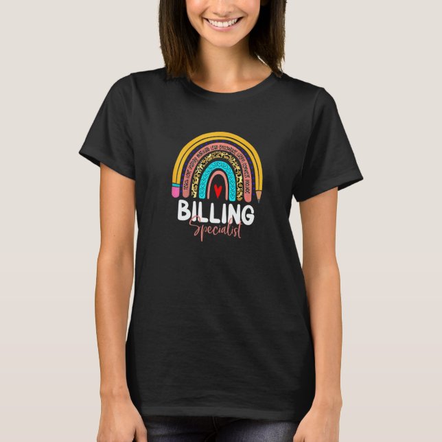T-shirt Billing Specialist Leopard Rainbow Accounting Back (Devant)