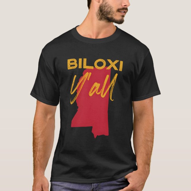 T-shirt Biloxi Mississippi Y'All Ms Pride State Map mignon (Devant)