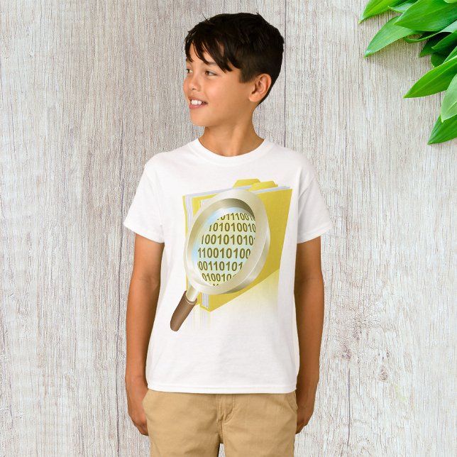 T-shirt Binary Data Magnification de verre Recherche de fi (Créateur téléchargé)