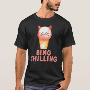 T-shirt Bing Chilling Crème de glace Mème de chat Kitty Ci