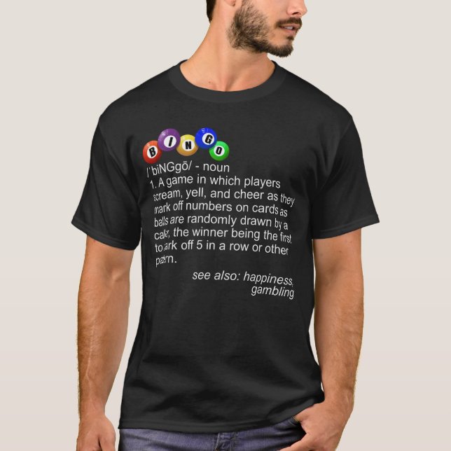 T-shirt Bingo Définition Bingo Balls Bingo Lecteur de Bing (Devant)