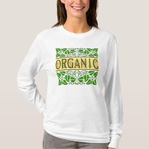 T-shirt Bio Vert dire avec des Feuilles Vintages Tee