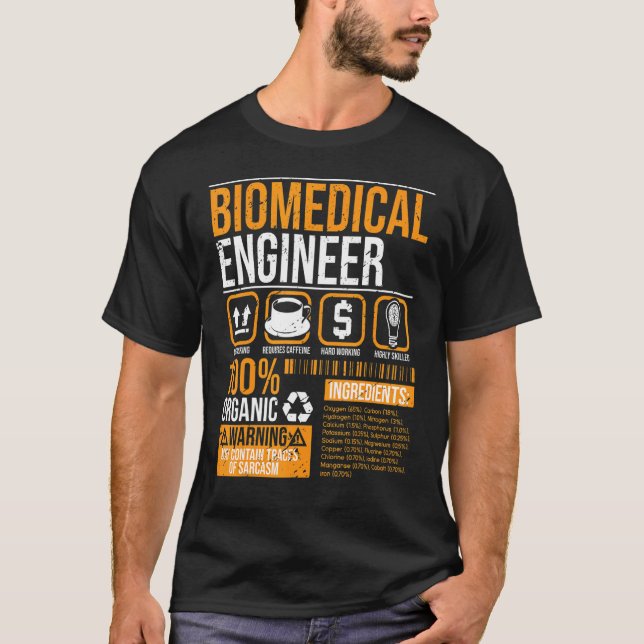 T-shirt Biomedical Engineer Facts Label Biomedical Enginee (Devant)