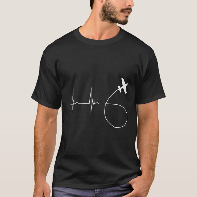 T-shirt Biplan de cardiobattement aérien Ekg Pulseline (Devant)