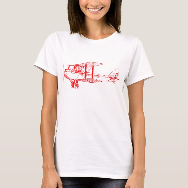 T-shirt Biplane vintage - Rouge (Devant)