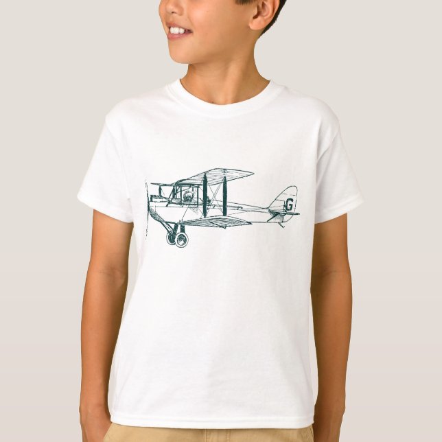 T-shirt Biplane vintage - Vert foncé (Devant)