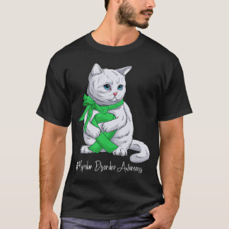 T-shirt Bipolar Disorder Awareness Month Green Ribbon Cat
