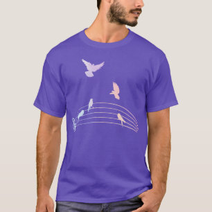 T-shirt Bird Colorful note musicale vintage
