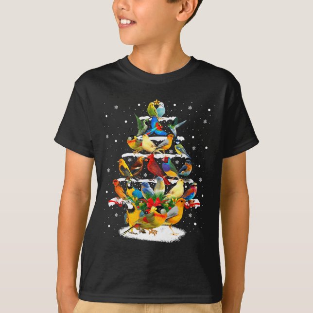 T-shirt Birds Christmas Tree  (Devant)