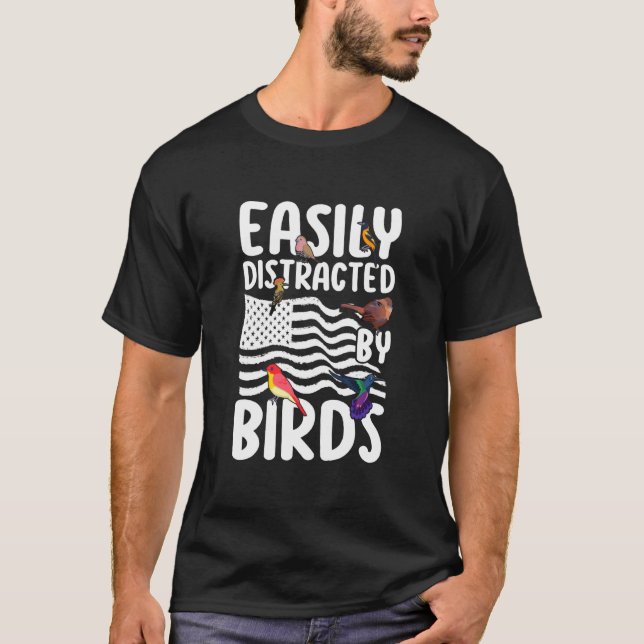 T-shirt Birdwatcher Facilement distrait par Birds Crazy Bi (Devant)