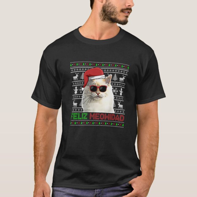 T-shirt Birman Cat Feliz Meowidad Noël drôle (Devant)