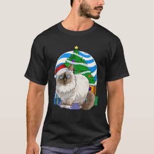 T-shirt Birman Chat Cute Père Noël Noël Arbre Décor Ca