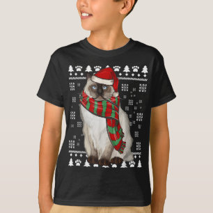 T-shirt Birman Chat Santa Hat Noël laid Noël