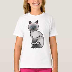 T-shirt Birman / Ragdoll Point Bleu Chat de Dessin Animé M