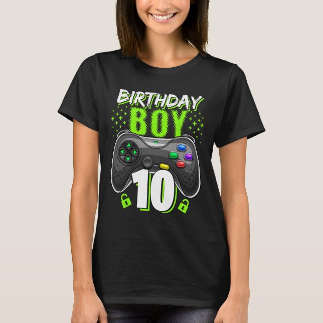 T-shirt Birthday Boy 10 Video Game Controller 10e B (Devant)