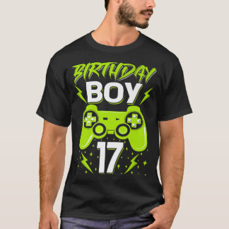 T-shirt Birthday Boy 17 Video Game Controller Gamer 17th B
