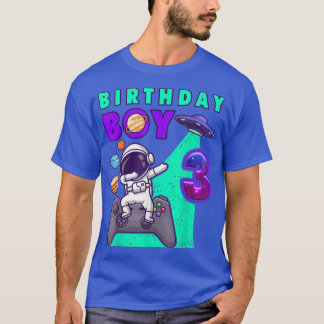 T-shirt Birthday Boy 3 Gamer Dabbing Astronaut 3 Year Old 
