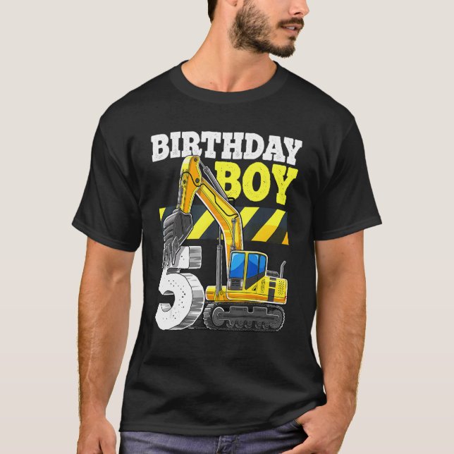 T-shirt Birthday Boy 5th Birthday Excavator Construction V (Devant)