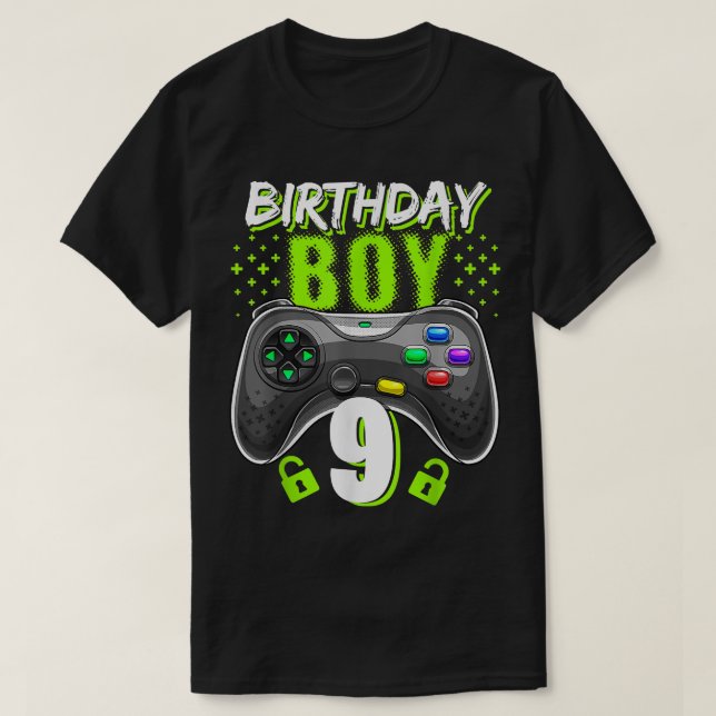 T-shirt Birthday Boy 9 Video Game Controller Gamer 9th Bir (Design devant)
