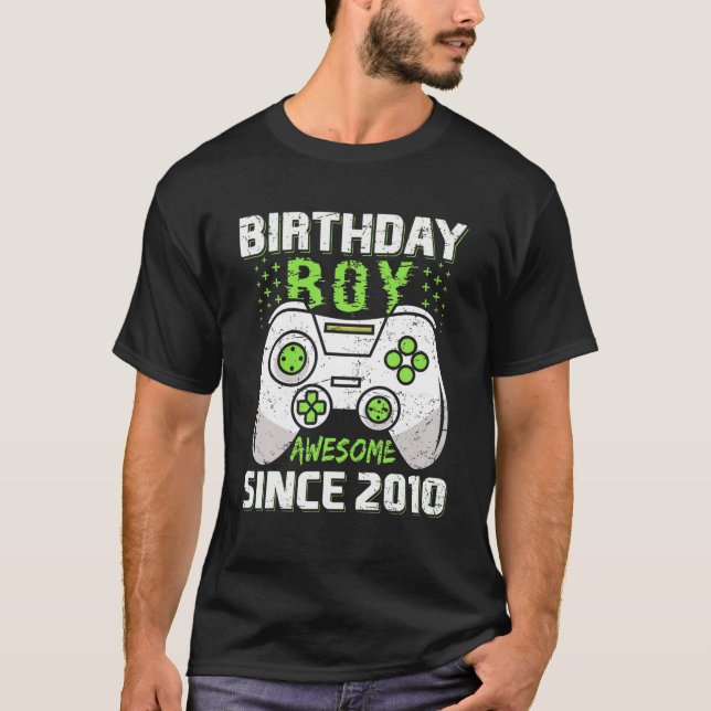 T-shirt Birthday Boy Awesome Since 2010 Video Game Lover C (Devant)
