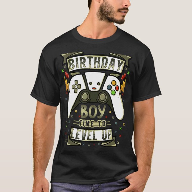 T-shirt Birthday Boy Time to Level Up Video Game Birthday  (Devant)