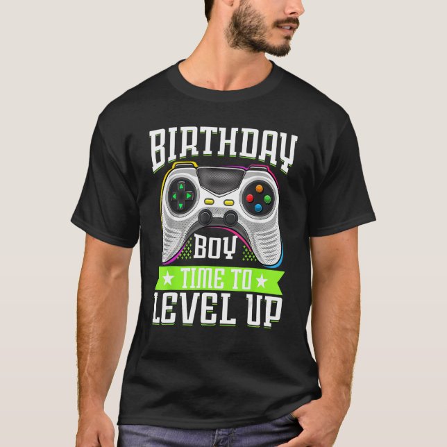 T-shirt Birthday Boy Time To Level Up Video Game Birthday  (Devant)