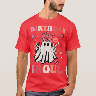 T-shirt Birthday Ghoul Floral Ghost Kid Girl Groovy Hallow
