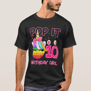 T-shirt Birthday Girl Pop It 10th Birthday Unicorn Fidget