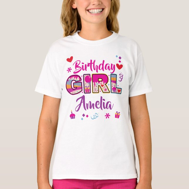 T-shirt Birthday Girl Sweet motifs personnalisés (Devant)