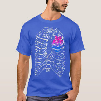 T-shirt Biseual Anatomical Heart Ribcage Bi Pride Colors H