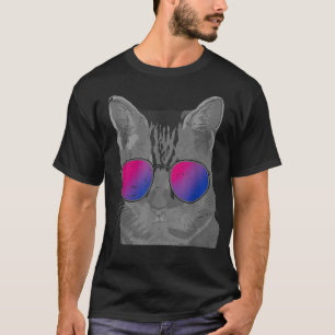 T-shirt Biseual Flag Cool Sung Cat Bi Pride LGBTQ Bi