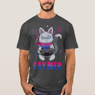 T-shirt Biseual Gaymer Geek Pride Lesbian Trans Cat Vidéo