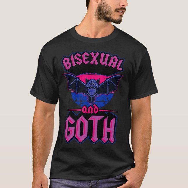 T-shirt Bisexual And Goth Gothic Emo Bat Pride LGBTQ Hallo (Devant)