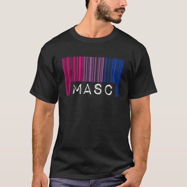 T-shirt Bisexual Masc Barcode Masculine Bisexual Pride Fla (Devant)