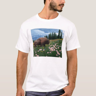 T-shirt Bison américain - "aucun temps pour des fleurs "