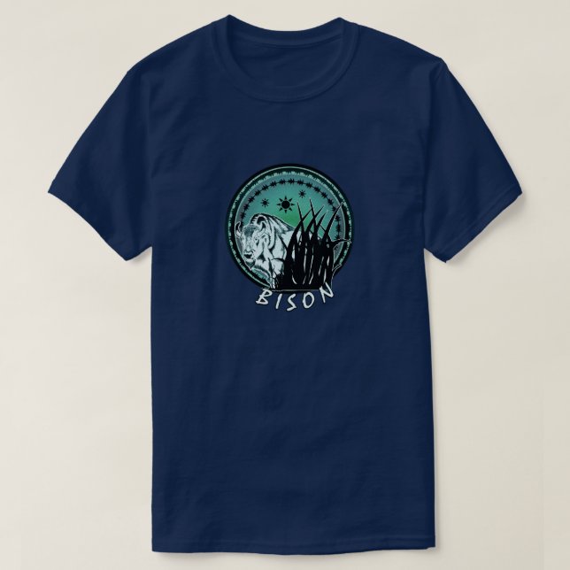 T-shirt Bison - American Buffalo Aqua Blue (Design devant)