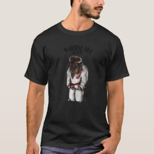 T-shirt Bison Bull Judo Karate Master En Judogi Blanc 1