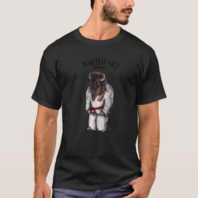 T-shirt Bison Bull Judo Karate Master En Judogi Blanc 1 (Devant)