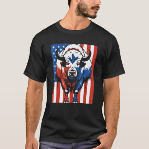 T-shirt Bison Drapeau États-Unis Faune Américaine Animal