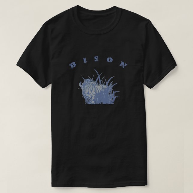 T-shirt BISON - graphique américain de bleu de Lite de (Design devant)