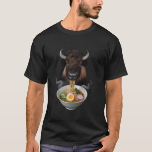 T-shirt Bison mangeant du ramen réaliste