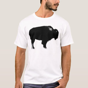 T-shirt Bison noir et blanc Silhouette Pop Art
