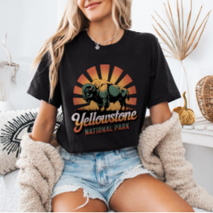 T-shirt Bison rétro vintage Parc national de Yellowstone